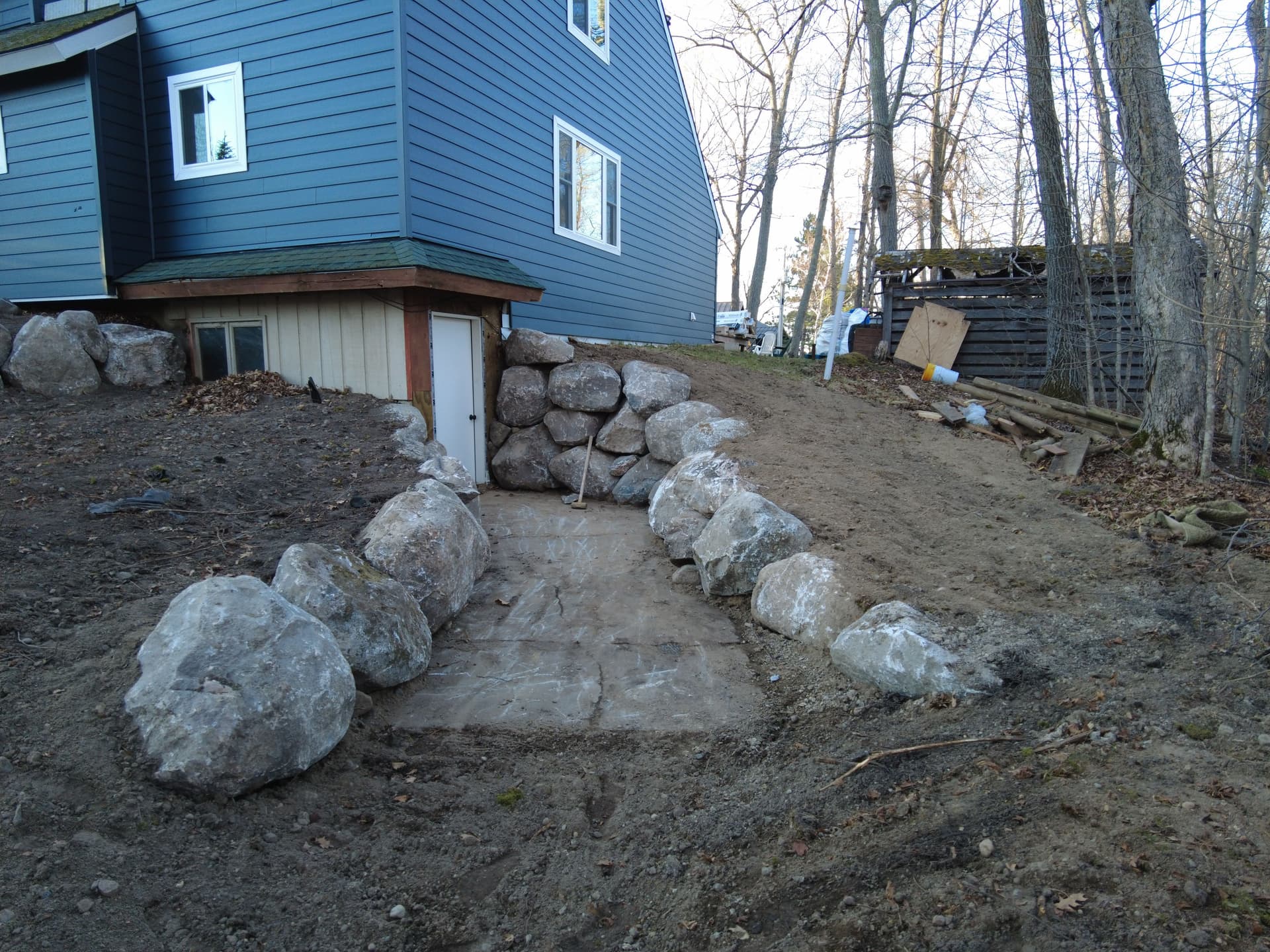 Gallery photos for Northern MN Cabin Gets New Stone Steps and Boulder Retaining Walls: Image #4