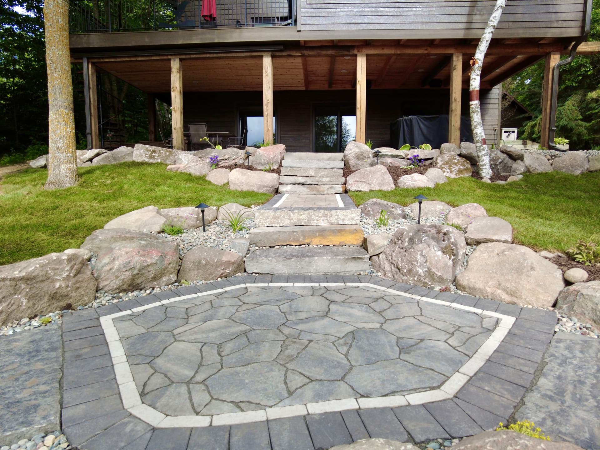Gallery photos for Full Lakeside Landscape Build with Patios, Stone Steps and Lighting: Image #5