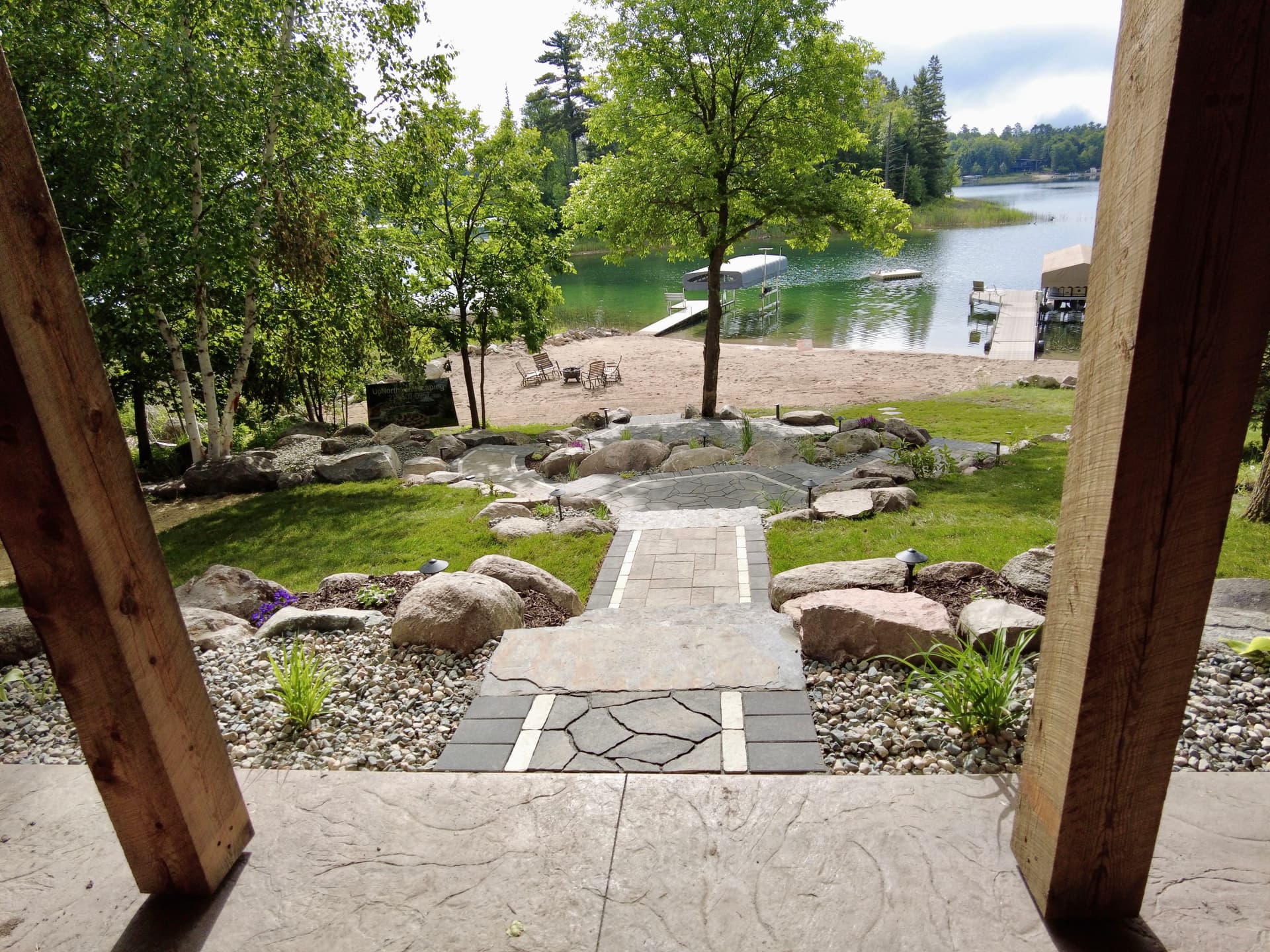 Gallery photos for Full Lakeside Landscape Build with Patios, Stone Steps and Lighting: Image #1