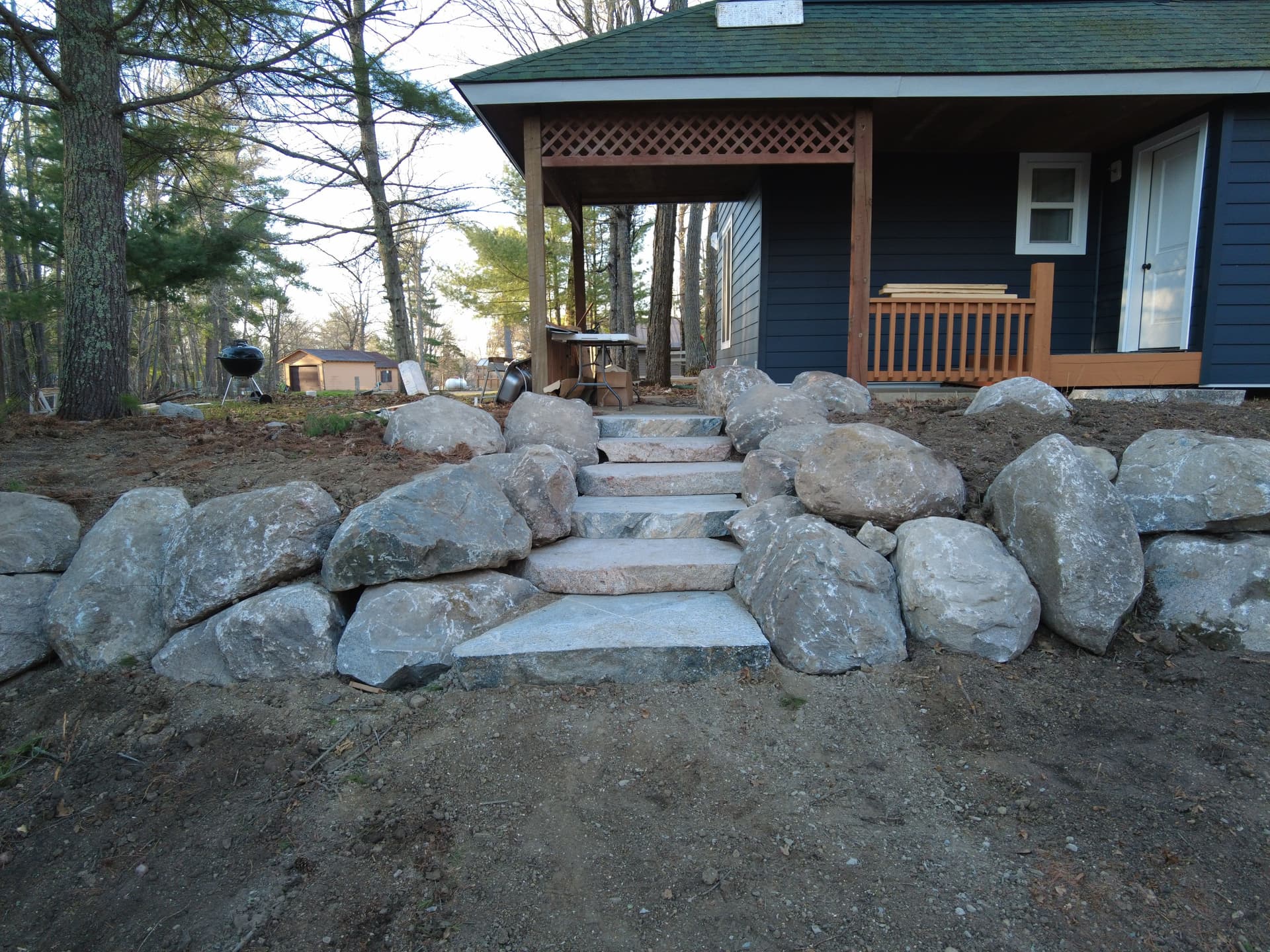 Gallery photos for Northern MN Cabin Gets New Stone Steps and Boulder Retaining Walls: Image #1