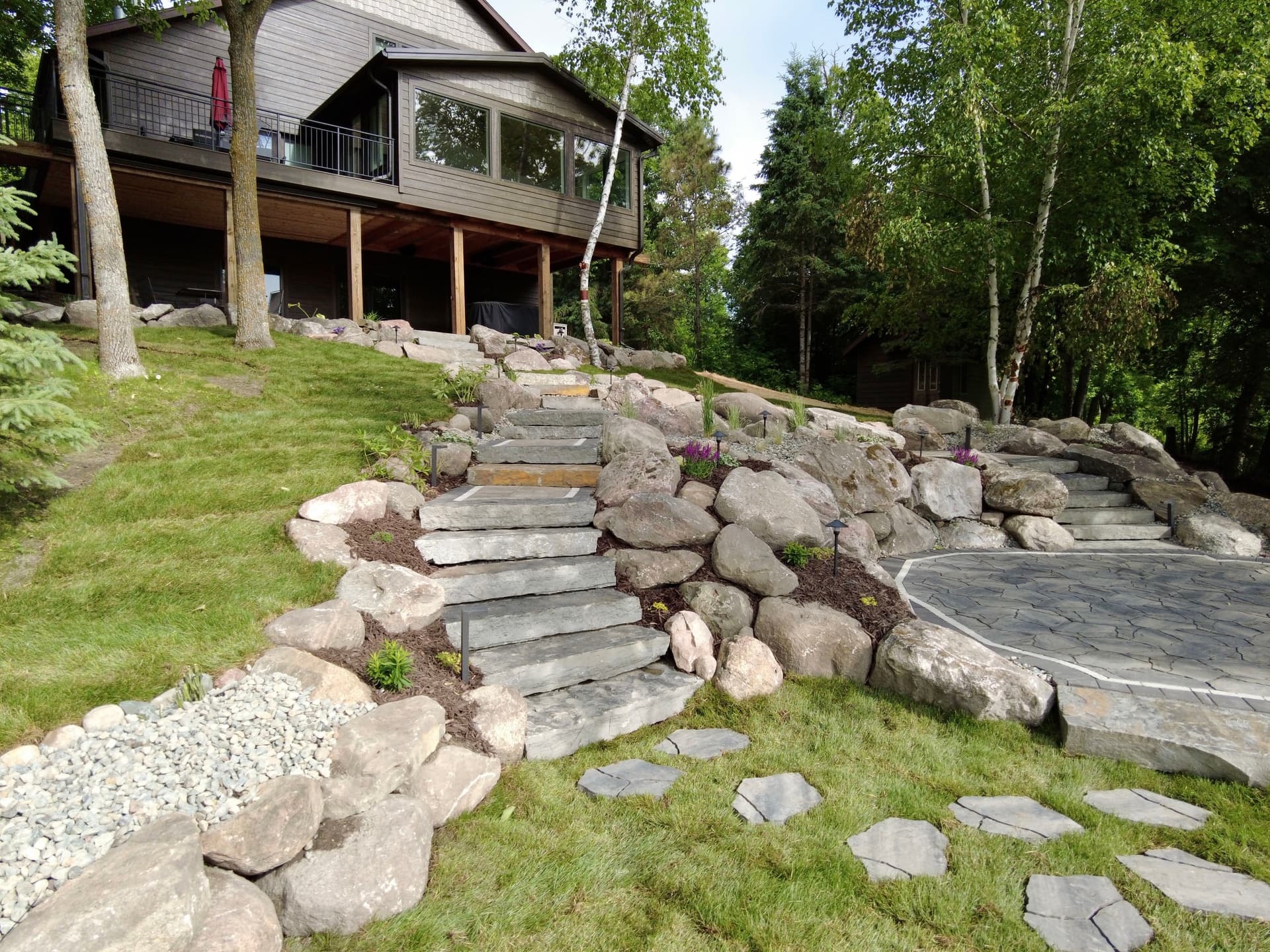 Gallery photos for Full Lakeside Landscape Build with Patios, Stone Steps and Lighting: Image #3