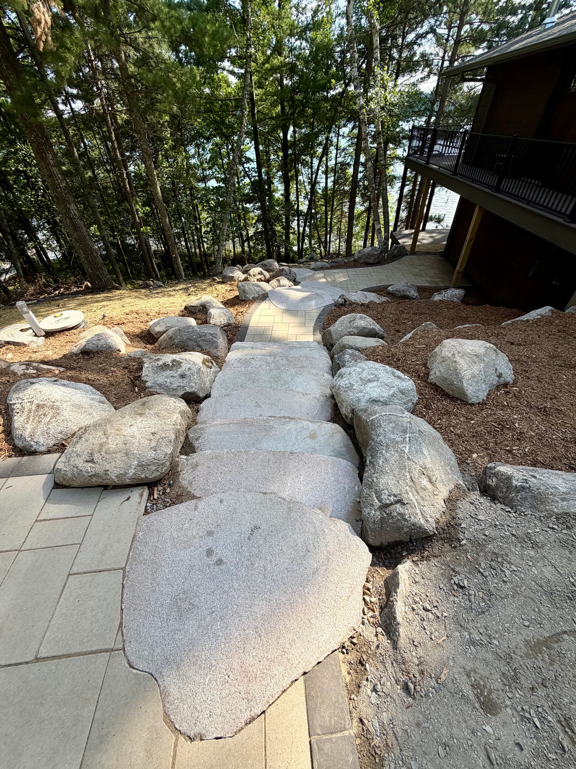Gallery photos for Massive Boulder Retaining Walls and Stone Steps at a Lake Cabin: Image #6