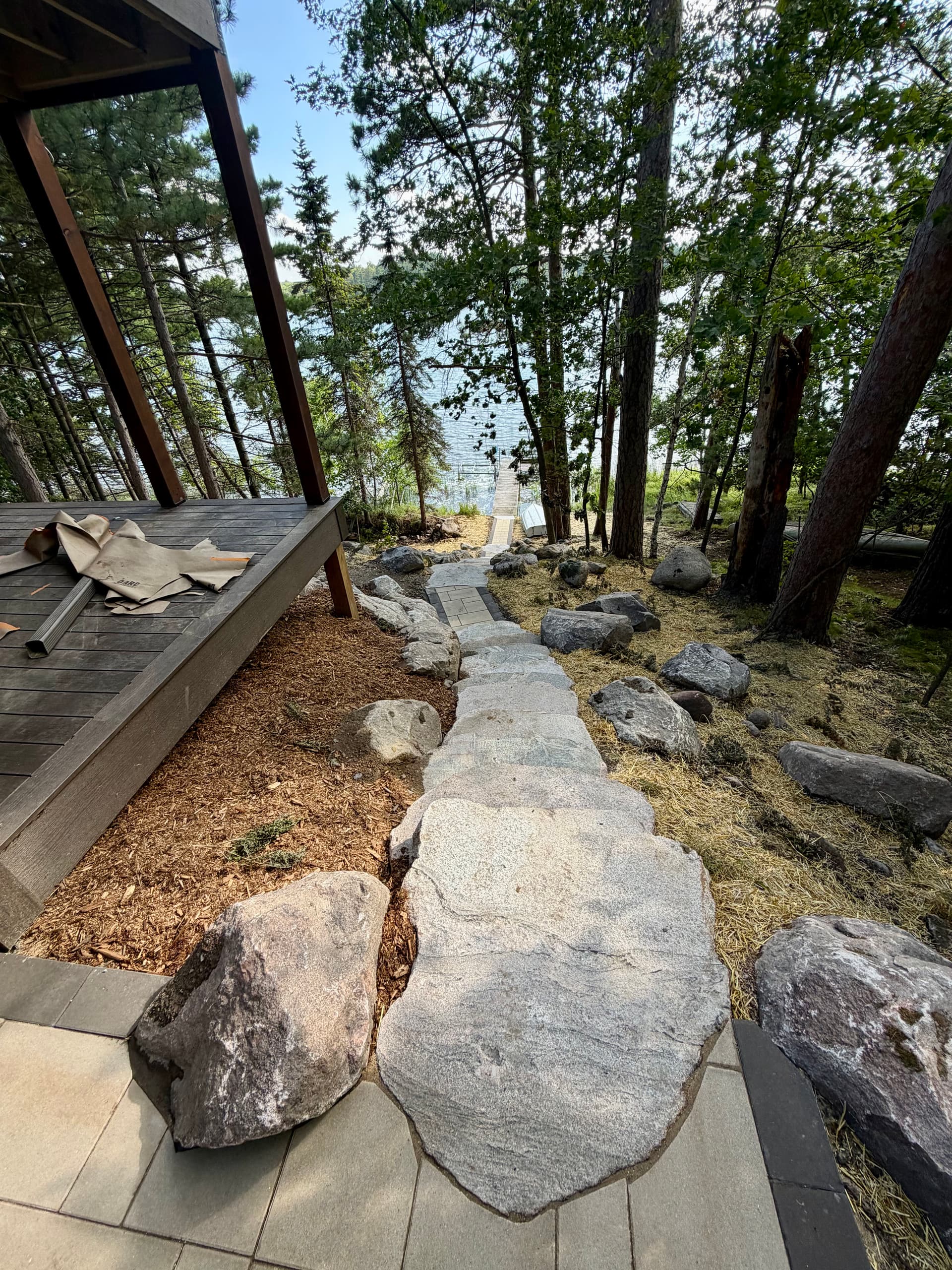 Gallery photos for Massive Boulder Retaining Walls and Stone Steps at a Lake Cabin: Image #1