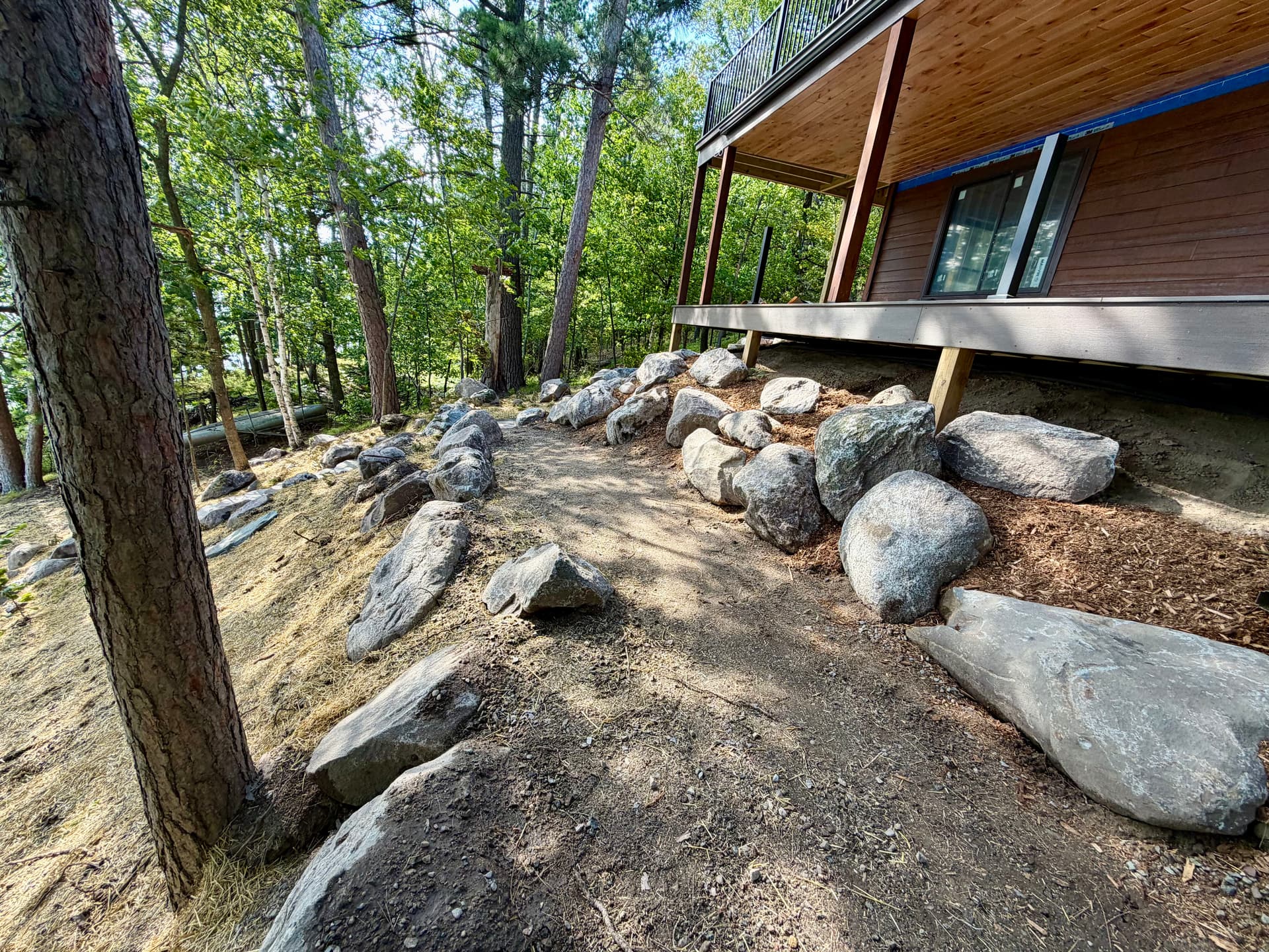 Gallery photos for Massive Boulder Retaining Walls and Stone Steps at a Lake Cabin: Image #3