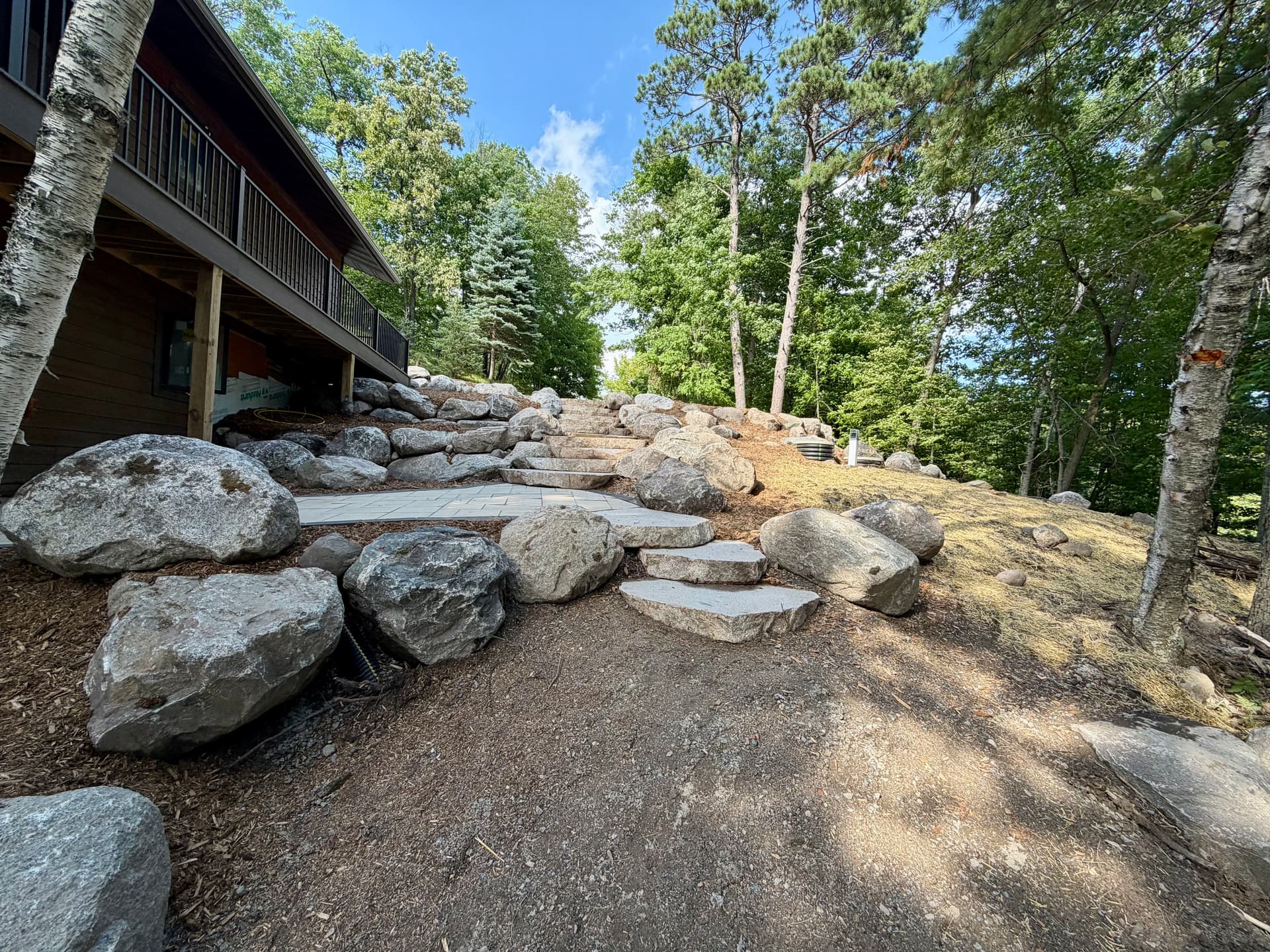 Gallery photos for Massive Boulder Retaining Walls and Stone Steps at a Lake Cabin: Image #4