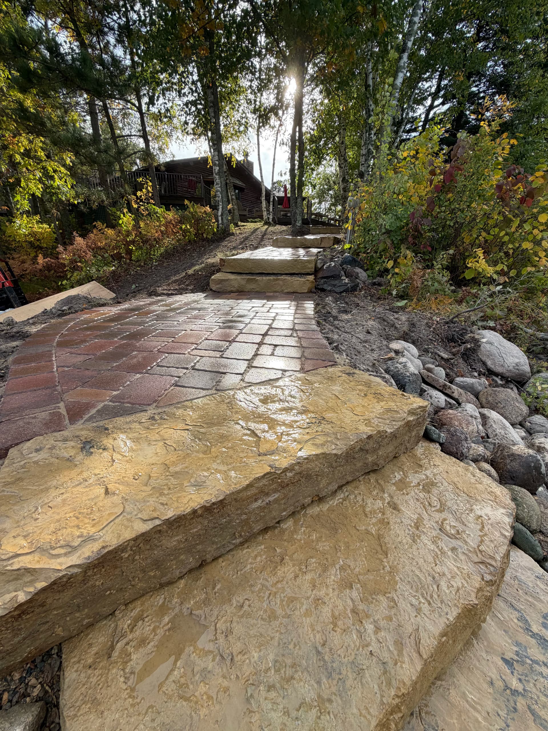 Stone Steps and Pavers Built for Lakefront Access image